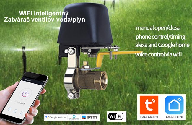 WiFi inteligentný Tuya Smart Life Zatvárač ventilov voda/plyn